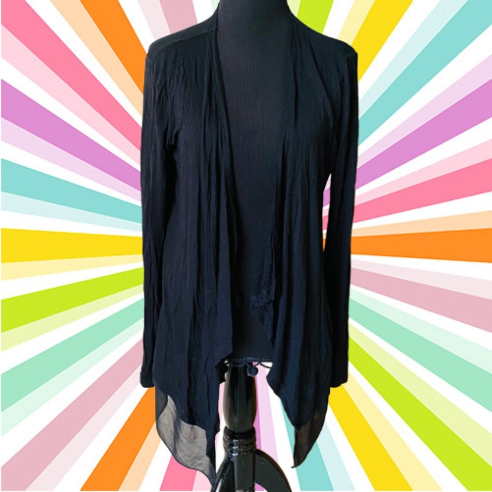Super soft and flowing A.N.A. A New Approach Jersey shawl open sweater.